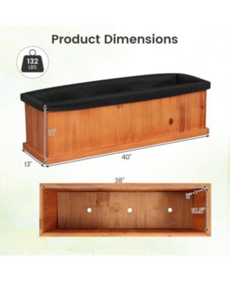 Fir Wood Planter Box with Drainage Holes and Liner