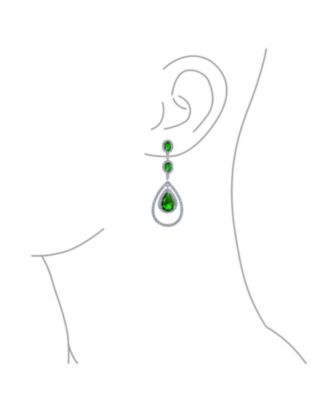 Cocktail Cubic Zirconia Double Halo Large Teardrop CZ Statement Chandelier Earrings