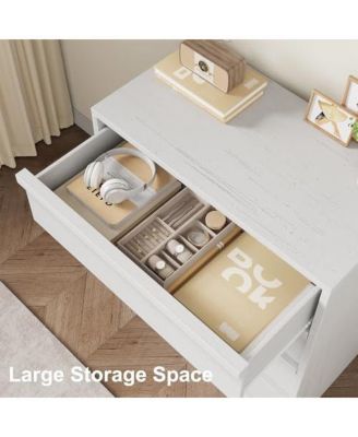4 Drawer Dresser for Bedroom, 39in Tall Nightstand 4 Chest of Drawers with Large Storage