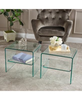 Tempered Glass & Aluminum End Table - Living Room Accent
