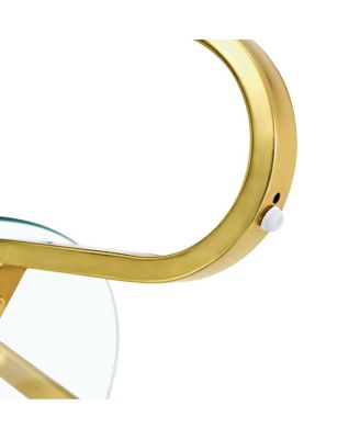  Retro minimalist metal frame glass coffee table, 31.5