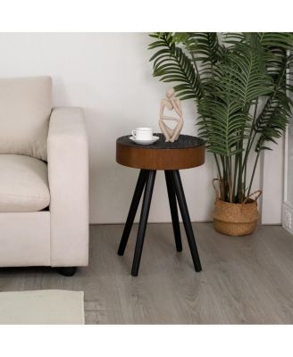   15.7" Round Side Table - Modern Accent Nightstand for Compact Spaces