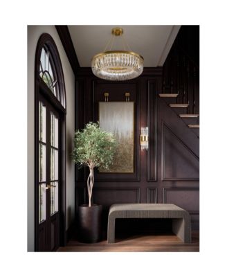 Jenna Modern Ceiling Light Semi Flush-Mount Fixture 28" Soft Gold 8-Light Clear Glass for Bedroom Kitchen