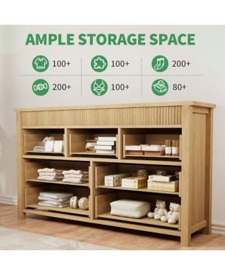 7 Drawer Dresser for Bedroom, 54" Wide Modern Fluted Chest of Drawers, Wooden Storage Cabinet