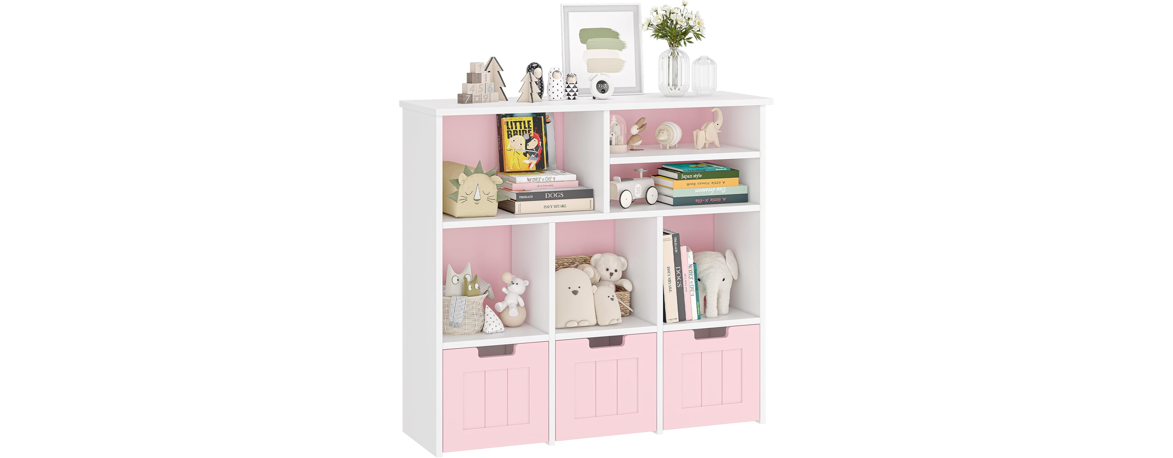 gaomon Toy Storage Cabinet with 3 Movable Drawers and 6 Cubes