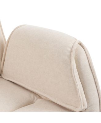 Criss Cross Beige Cloth Swivel Desk Chair with Adjustable Armrests & Wheels