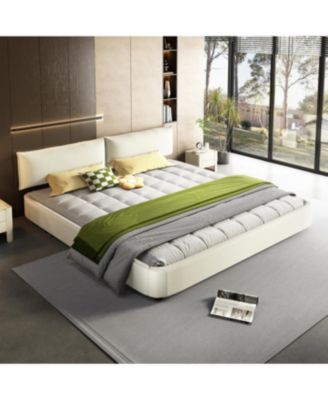 King Size Cloud Bed Frame with Padded Movable Headboard, Chenille Upholstered