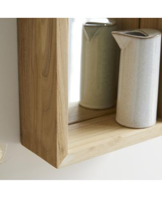 Solid Teak Bathroom Mirror with Shelf attached 55x30 New Tikamoon