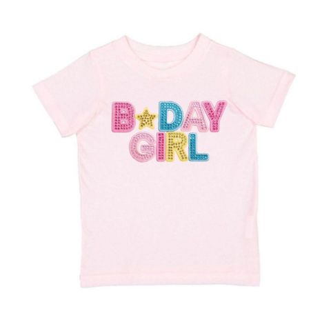 Футболка Sweet Wink Birthday Rhinestone Patch Short Sleeve для девочек-малышей, цвет: Розовый