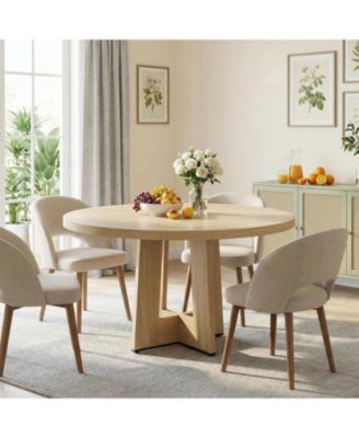 47" Round Dining Table with Thickened Edge and Sturdy Pedestal Base