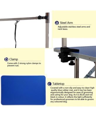 36" Folding Dog and Cat Grooming Table, Stainless Steel Top with Non-Slip Surface