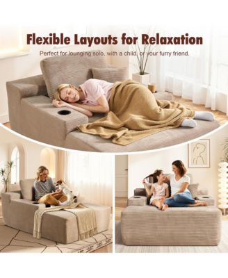 Chaise Lounge Chair, Oversized Plush Upholstered Boneless Sofa Bed, Deep Seat Sleeper Cloud Couch for Living Room, No Assembly Required