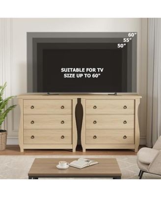 3 Drawer Dresser, Modern Dresser for Bedroom, Chest of Drawer with Metal Ring Pull Handles