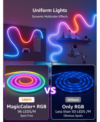 N1 9.84ft AI Smart RGB Rope Lights, LightBeats Music Sync, Color Segment DIY, Voice Control Via APP, Wi-Fi & Bluetooth LED Strip Lights