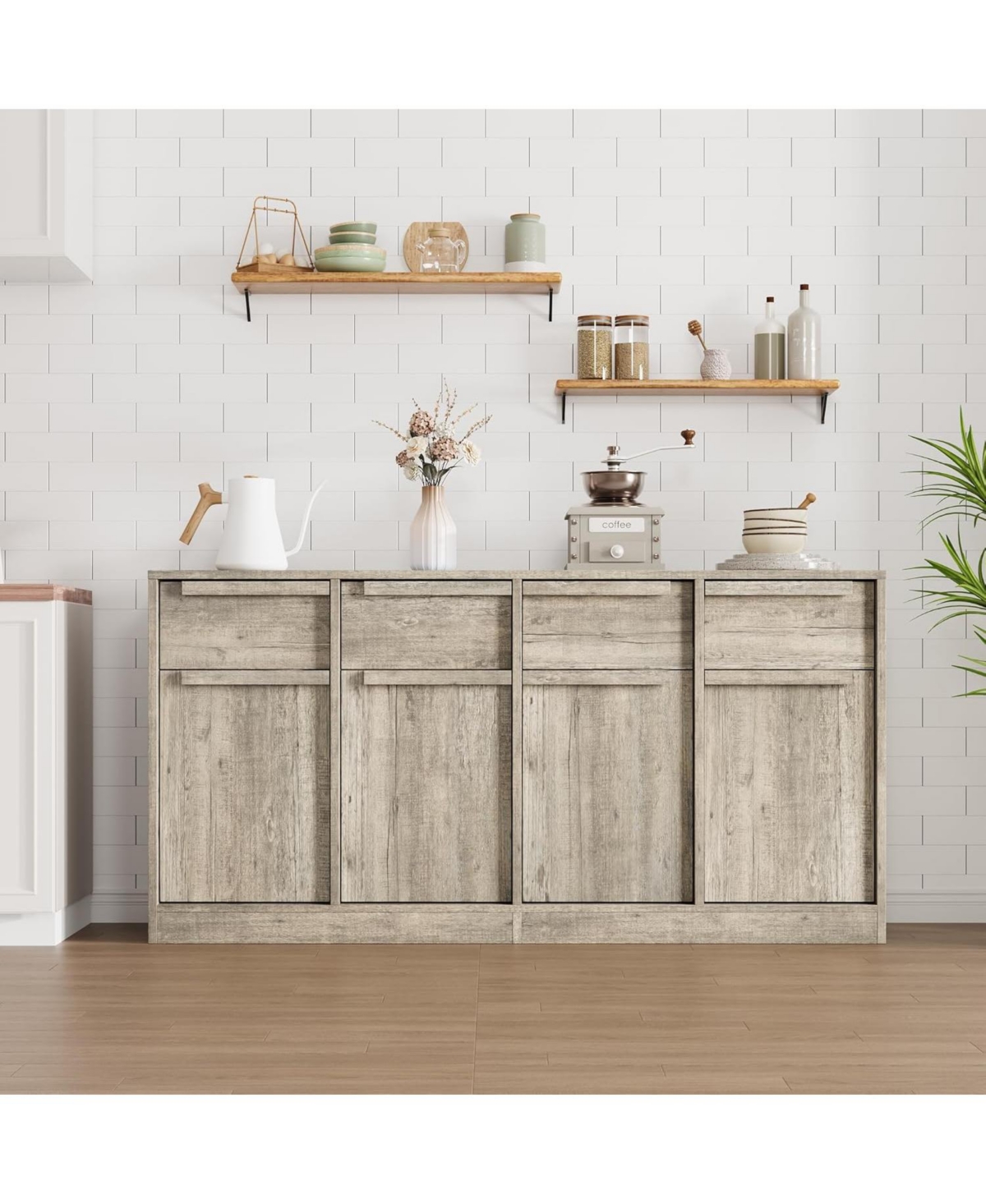 gaomon Sideboard Buffet Cabinet with 4 Drawers, Large Modern Coffee Bar Storage Cabinet
