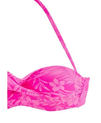 Women's Tropical Twist Bandeau Bikini Swimsuit Top Bra Sizing