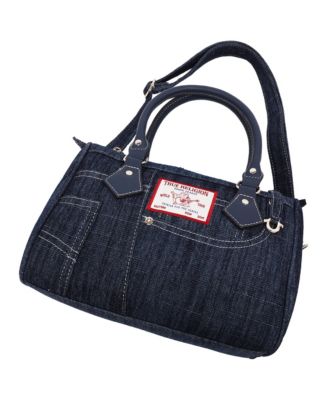 Denim Heritage Satchel with Top Handles & Crossbody Strap