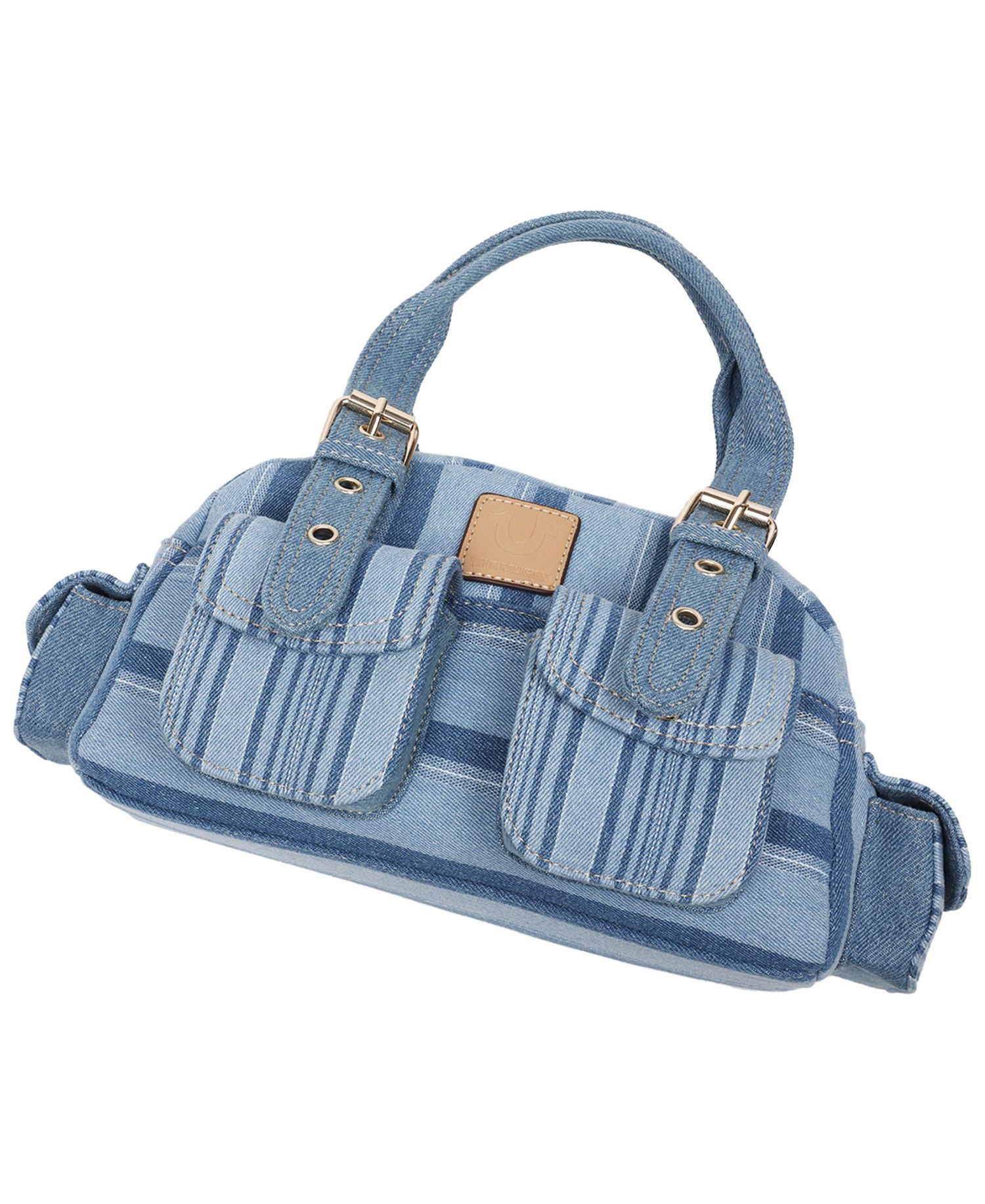 Multi Stripe Soft Satchel - Mini Handbag with Utility Pockets