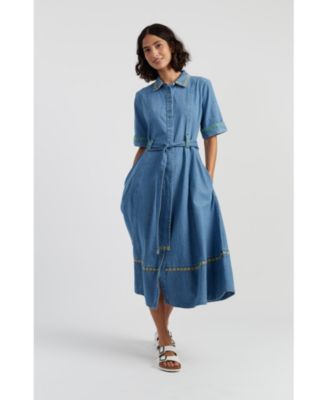 Women's Chinti and Parker Chambray Buttercup Shirt Dress