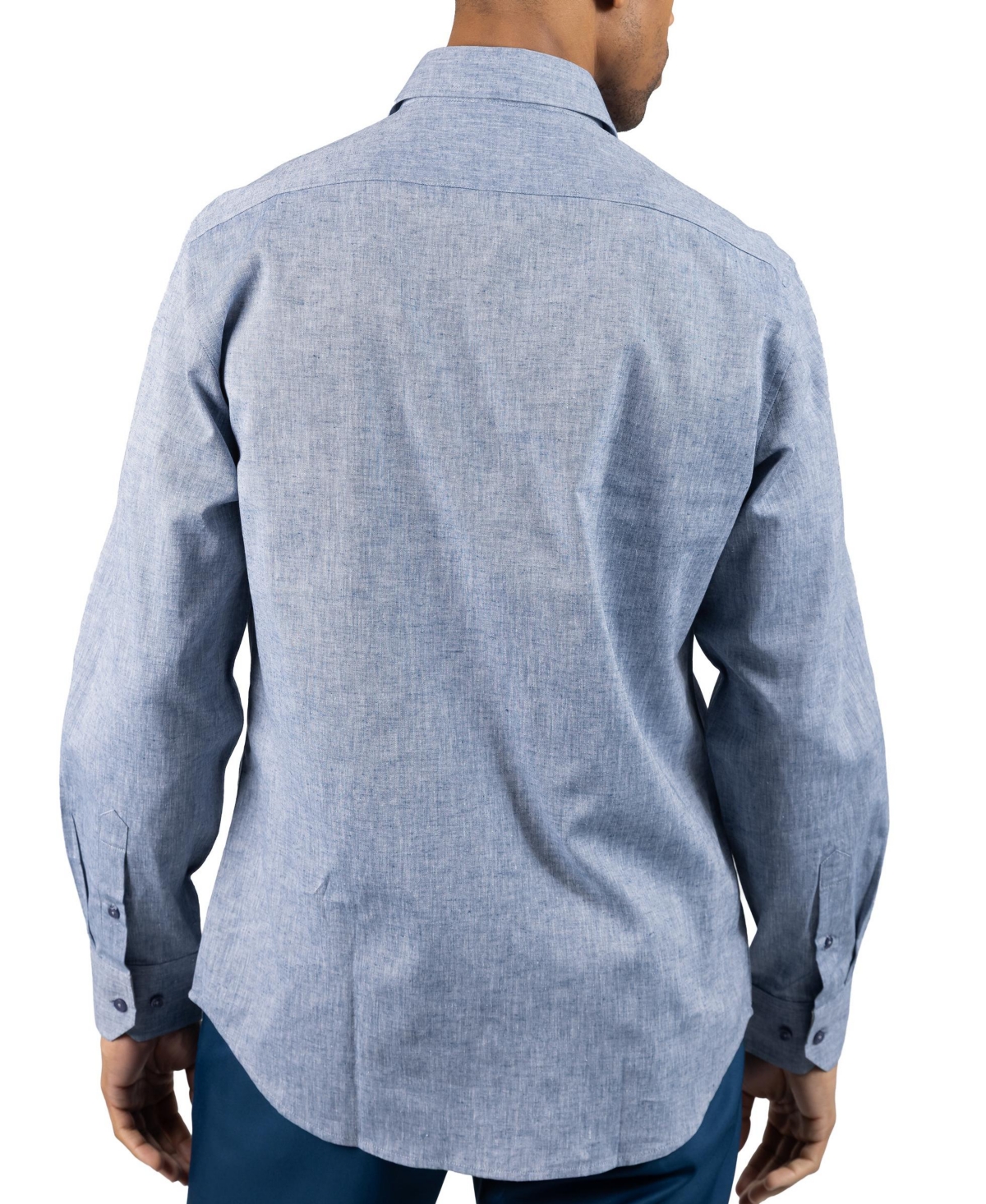 Tailorbyrd Men's Yarn Dyed Melange Linen Long Sleeve Shirt
