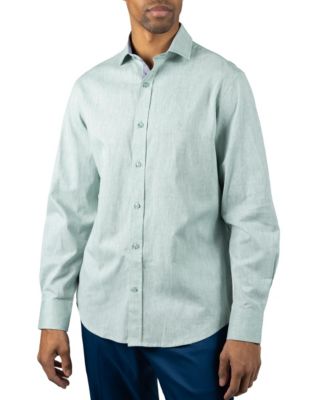 Men's Yarn Dyed Melange Linen Long Sleeve Shirt