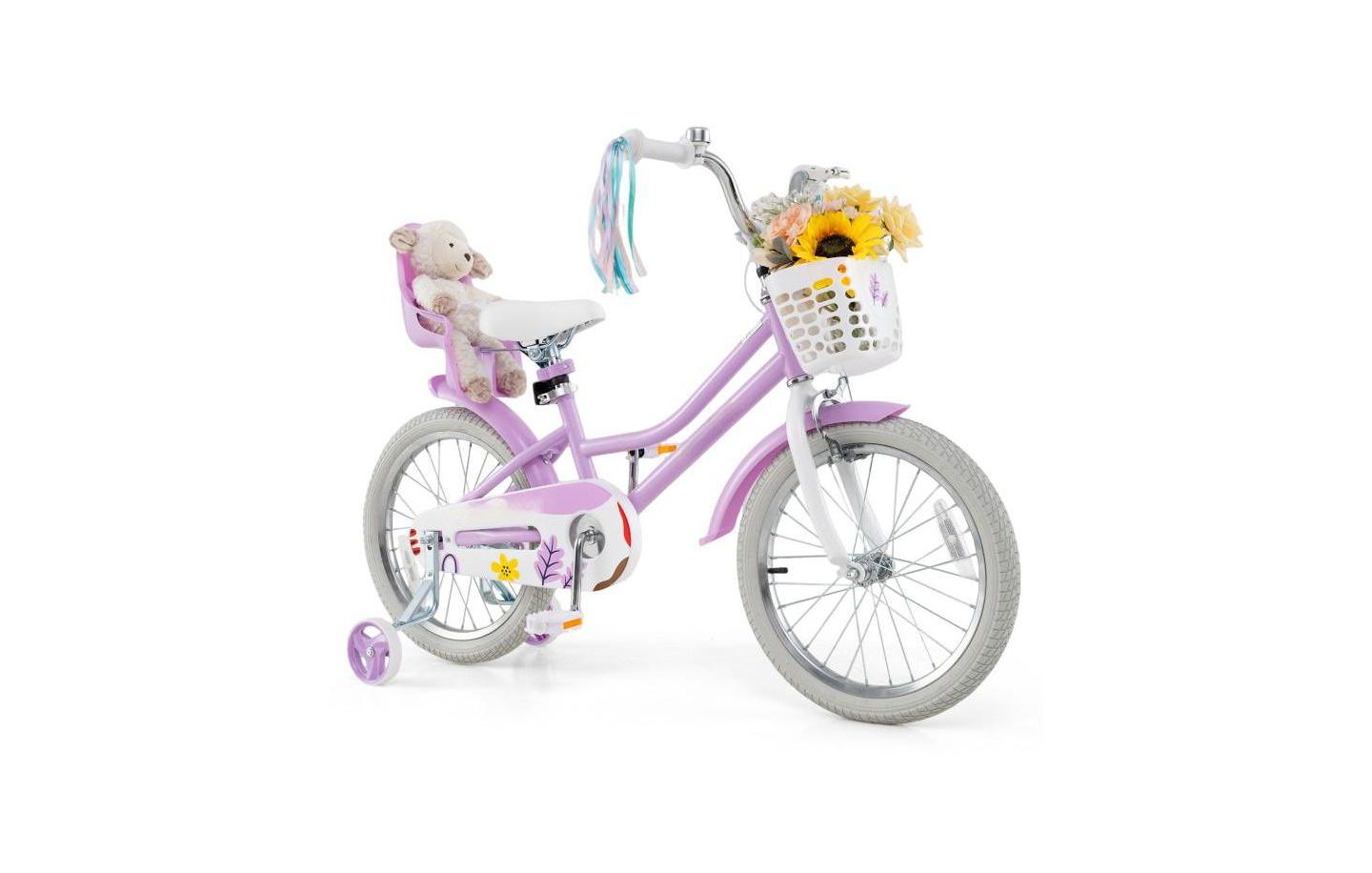 Детская игрушка HONGGE Girls Bike with Doll Seat and Streamers, цвет: Фиолетовый — фото 1