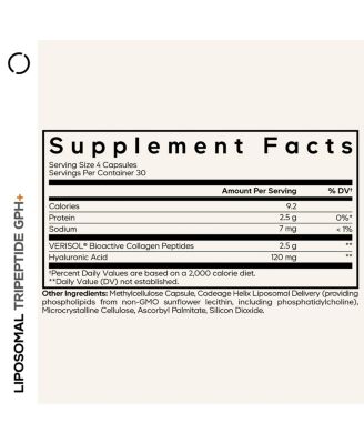 Liposomal Tripeptide GPH+ - Verisol Collagen Peptides, Hyaluronic Acid - Skin Support - 120 Capsules