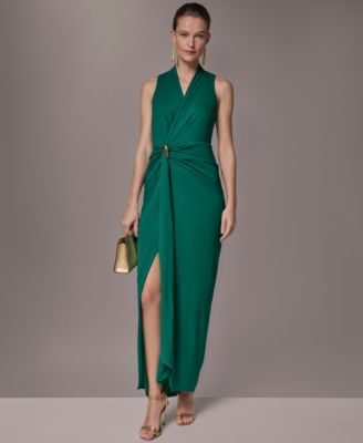 Women's Draped Faux-Wrap Gown