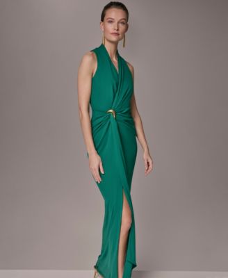 Women's Draped Faux-Wrap Gown