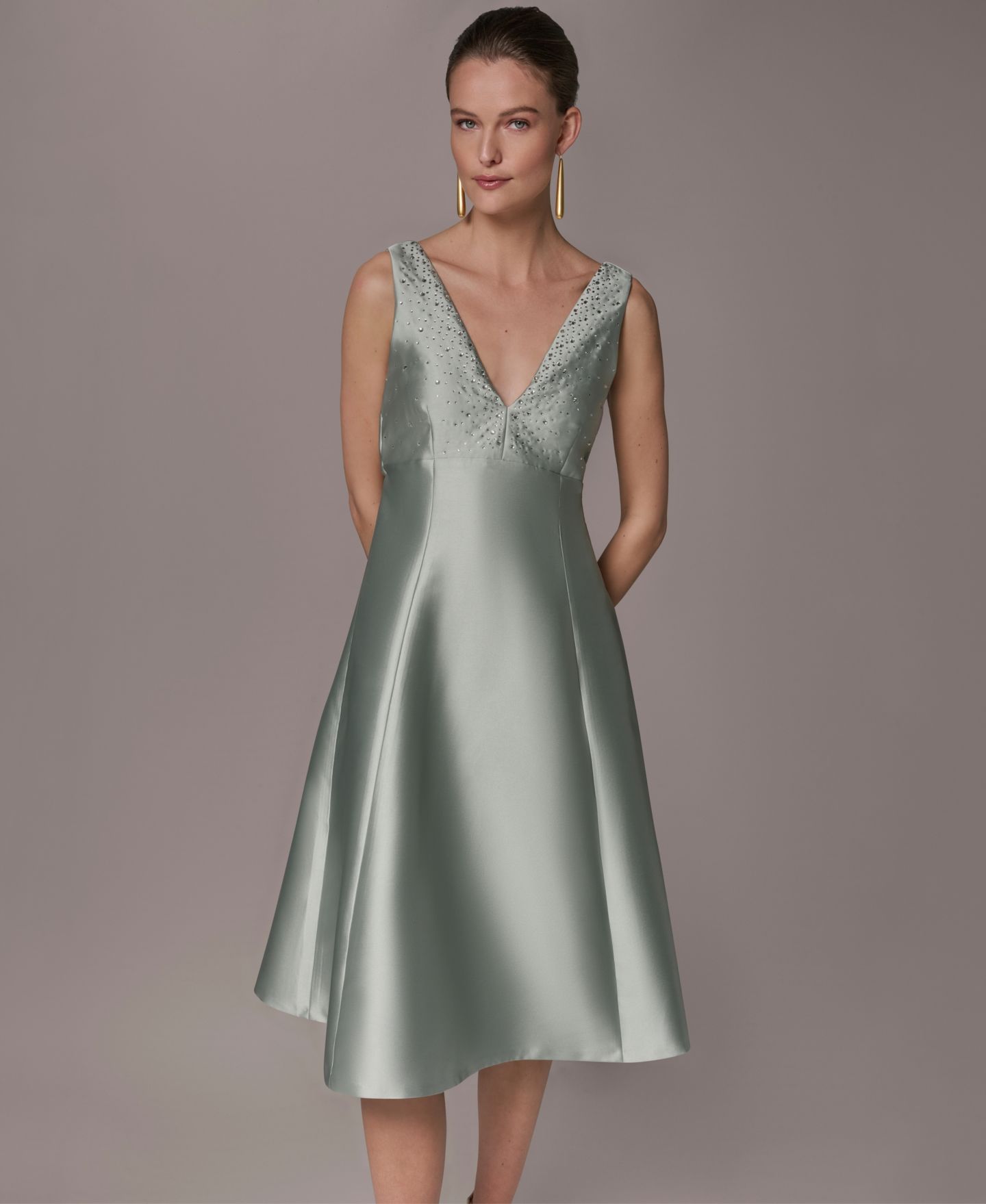 Женское платье Donna Karan New York A-Line Midi Dress with Hot Fix Detail, цвет: Синий — фото 2