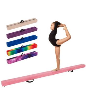 9 FT Folding Gymnastics Balance Beam with Anti-slip Base and Pine Wood Frame-Pink