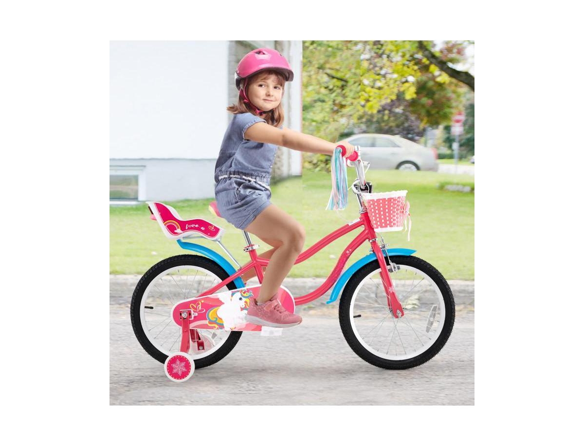 Hongge Inch Girls Bike with Doll Seat and Training Wheels for 3-5 Years