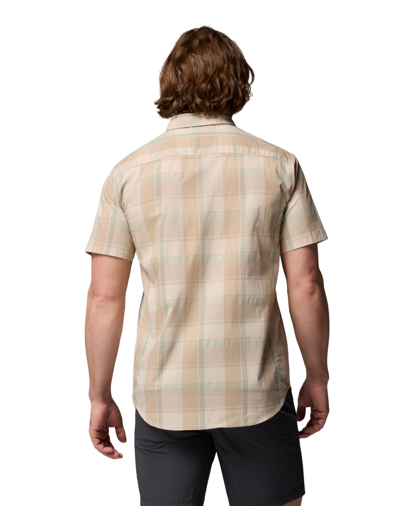 Мужская рубашка Columbia Rapid Rivers Short-Sleeve Plaid, цвет: Серо-бежевый — фото 5