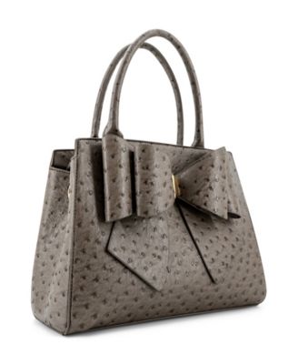 Elodie Embossed Bow Top Handle Medium Satchel Bag