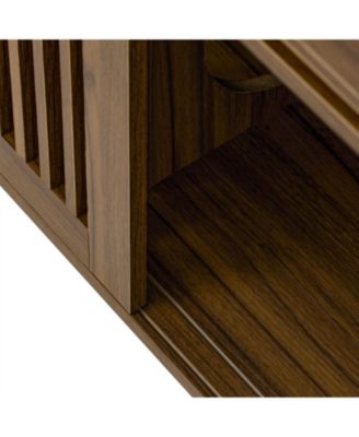 Mid-Century Walnut TV Stand with Extendable Table & Cushion