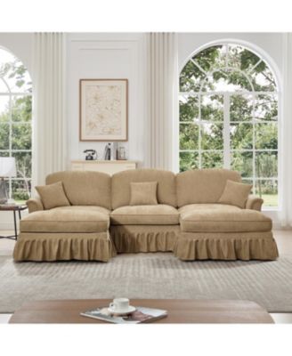  Comfy Modular U-Shape Chenille Sectional Sofa with Ottomans