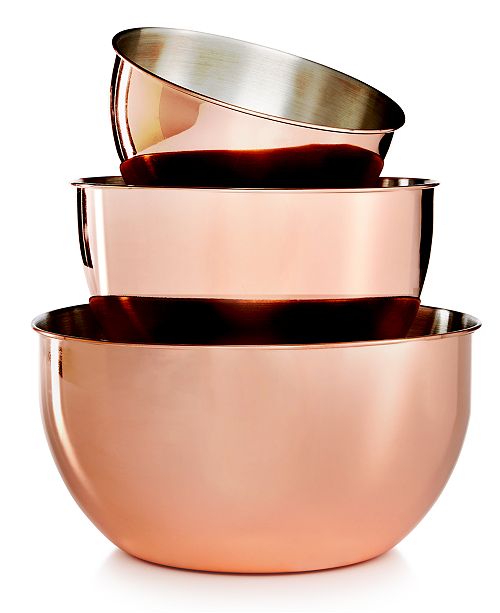 Martha Stewart Collection 3-Pc. Copper-Plated Mixing Bowl ...