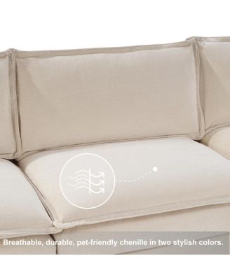 Streamdale L-shaped sofa with storage, cotton-linen velvet, 3 seats, extends, living room