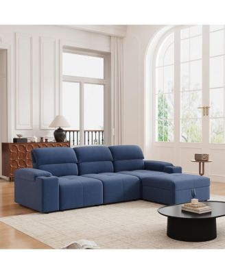  Modern L-shaped sectional sofa, 105-inch cloud sofa with adjustable backrest and ottoman