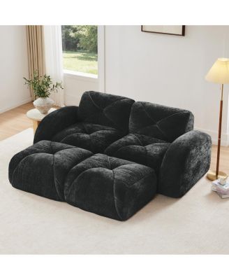 U-shaped Boneless Sofa, Soft Velvet, Tufted, High Density Sponge, No Assembly