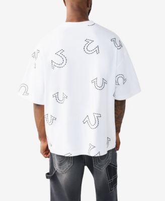 Men's Short-Sleeve Horseshoe Print Oversized T-Shirt
