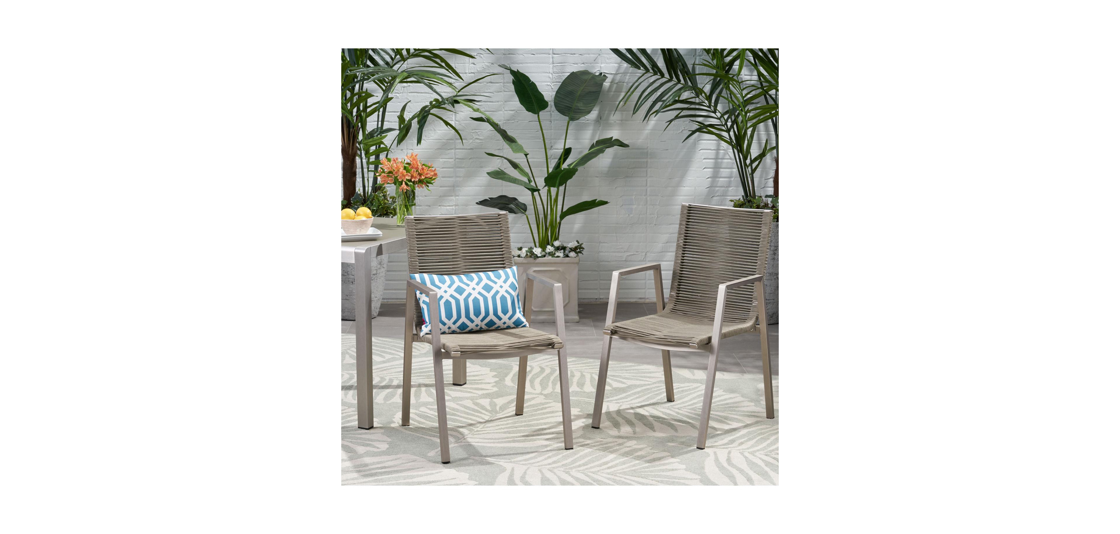 Streamdale Furniture Outdoor Modern Aluminum Dining Chair with Rope Seat