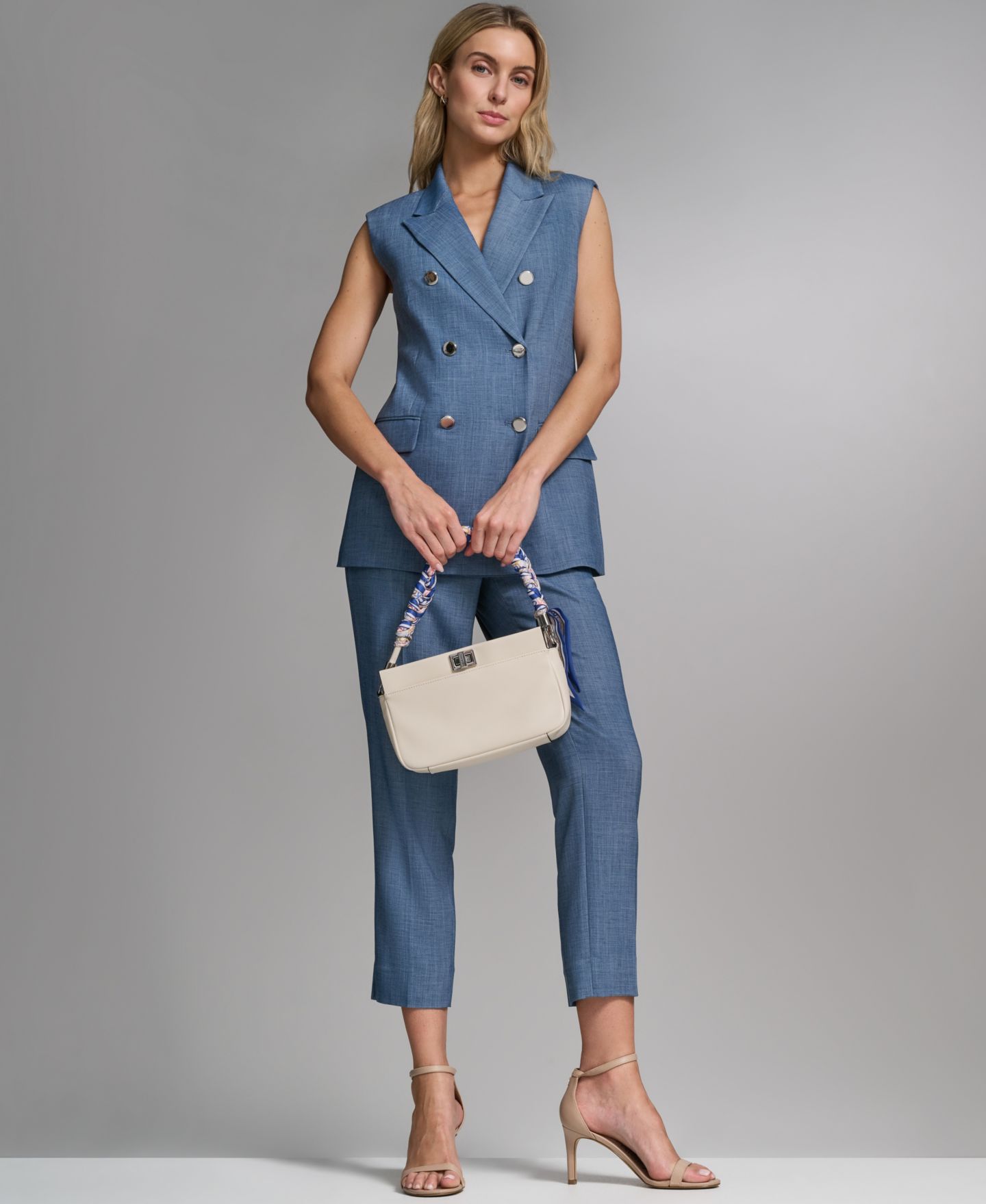 Женский жилет Calvin Klein Notch Collar Button-Front Vest, цвет: Индиго — фото 7