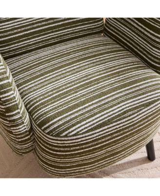 Modern armchair with sanded fabric, side pocket, solid wood legs