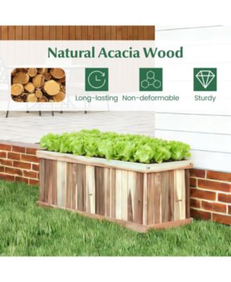 Wooden Rectangular Planter Box with Drainage