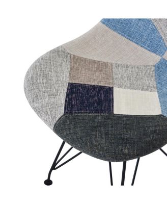 Streamdale Patchwork Bohemian Accent Chair with Chromed Legs, Geometric Pattern, Set of 2