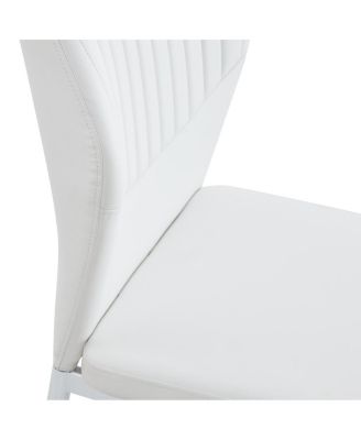Streamdale Luxury Simple Chair - Set of 6 White PU Dining Chairs with Metal Silver Legs