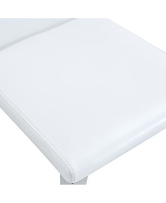 Two PU Dining Chairs with Silver Metal Legs (Set of 2)