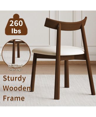 Modern Walnut Dining Chairs with Thick Cushions (Set of 2)