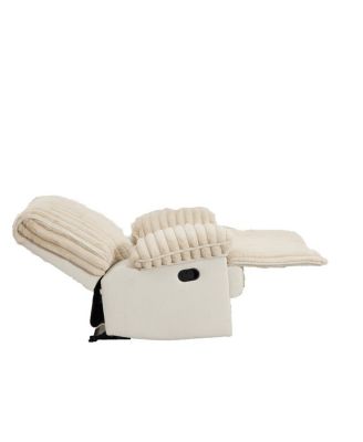 Manual Reclining Loveseat, Faux Fur Recliner Sofa with Hidden Cup Holders